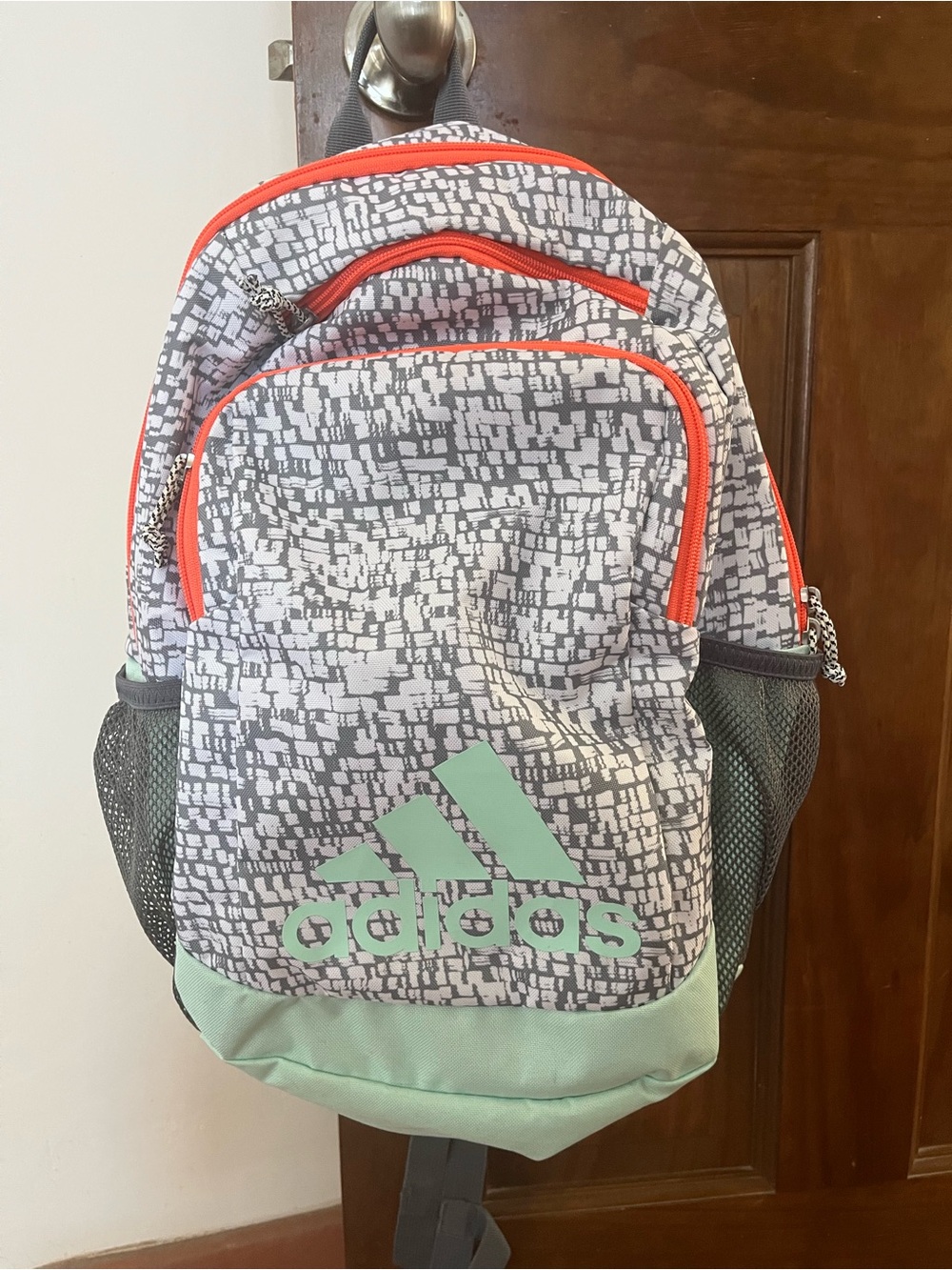 adidas Kids Mint, Gray & Coral Accent Backpack